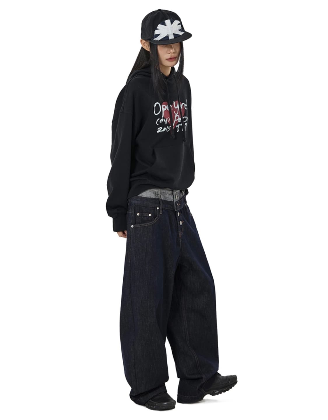 LAYERED WAIST WIDE VOLUME PANTS - INDIGO 상품이미지5
