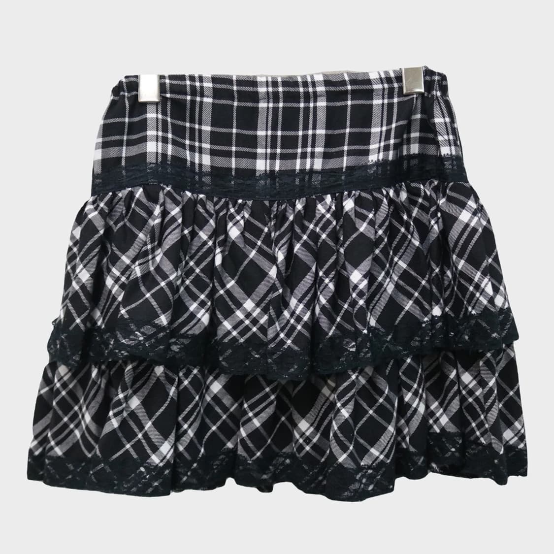 KICK OUT 히메갸루 라떼 로걀 체크 캉캉 밴딩스커트 62938 상품이미지2