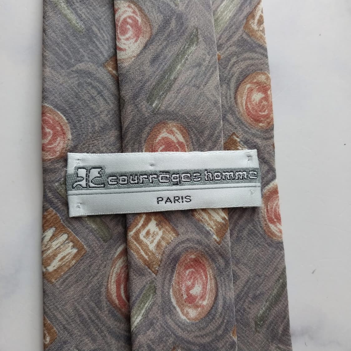 꾸레쥬 넥타이 브라운 그레이 아트 패턴 9.5cm A등급 K1982 상품이미지7