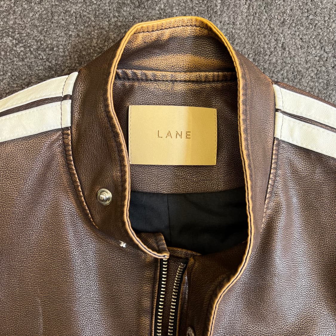 LANE 빈티지 레더 레이싱 자켓 상품이미지3