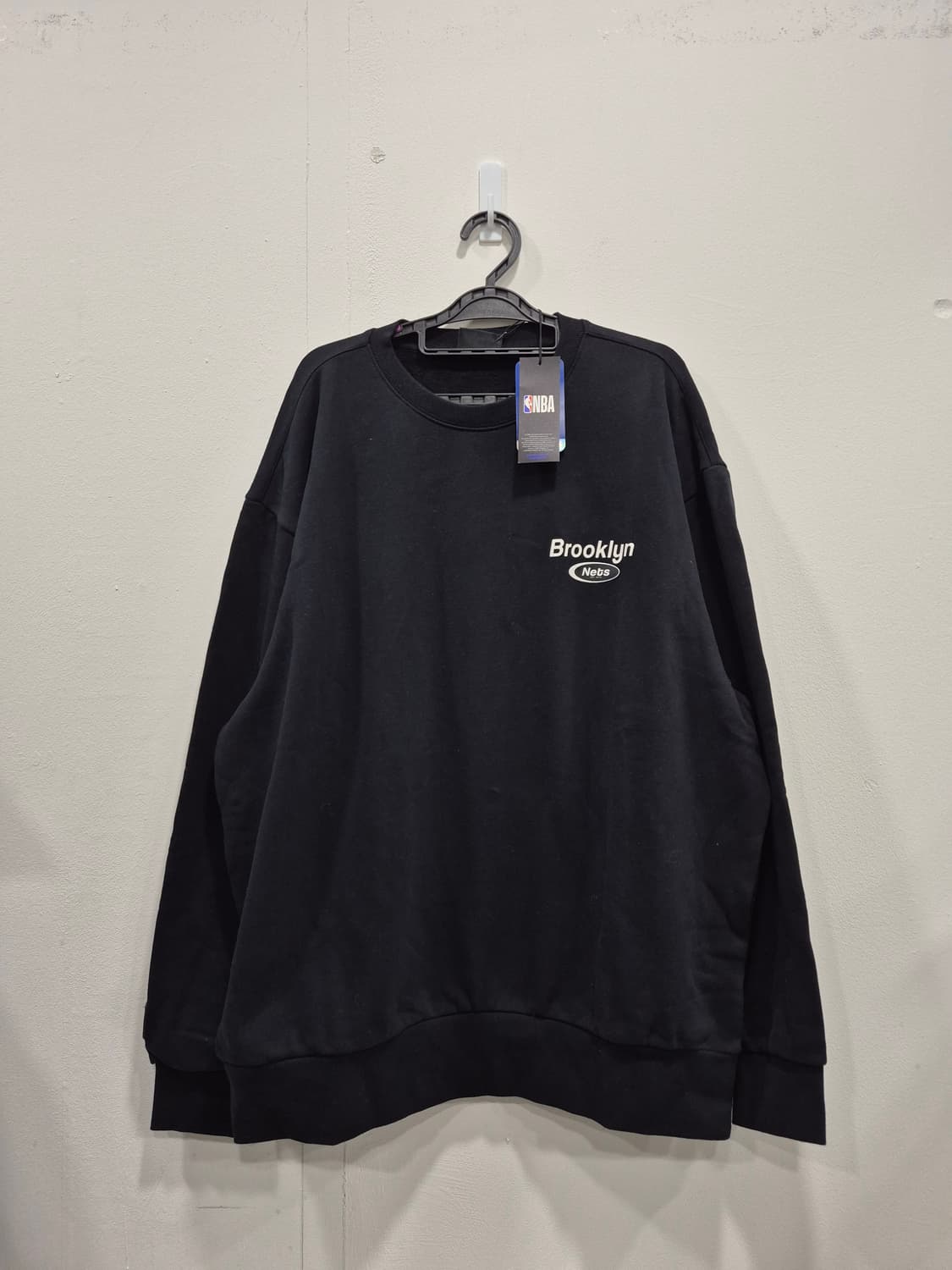 새상품 NBA 브루클린 네츠 팀 로고 안감기모 맨투맨 남성 110사이즈 상품이미지1