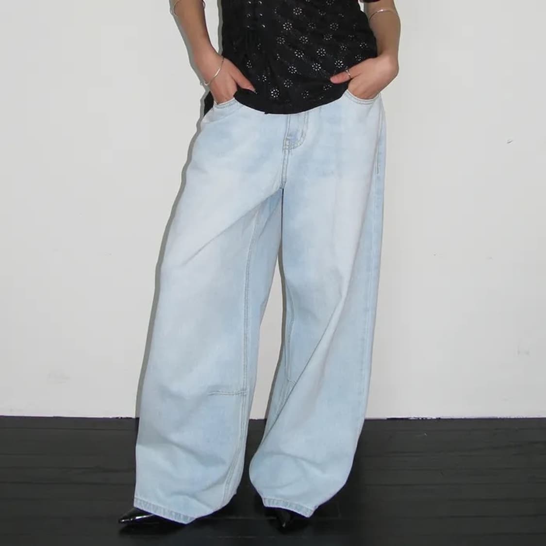 밀로우먼 빈티지 와이드 데님 팬츠 라이트블루 상품이미지1