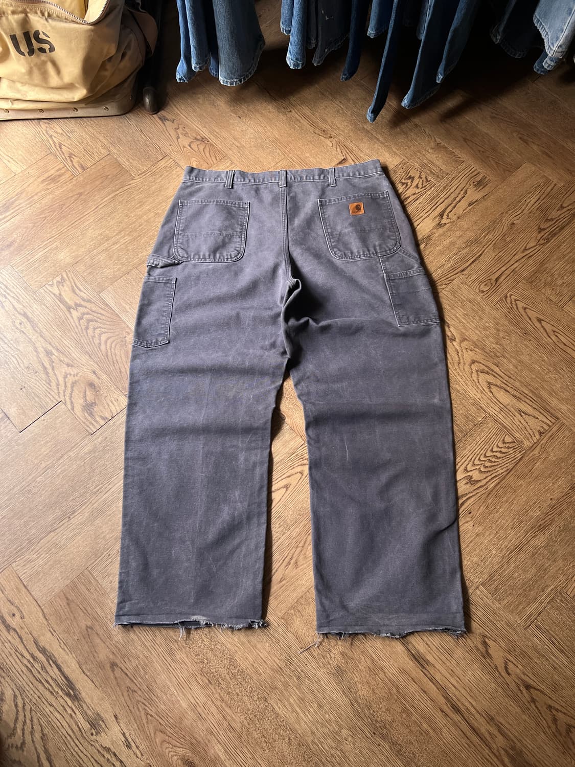 [38]칼하트 USA 빈티지 워싱 패트롤 블루 컷오프 싱글니 워크 팬츠 상품이미지6