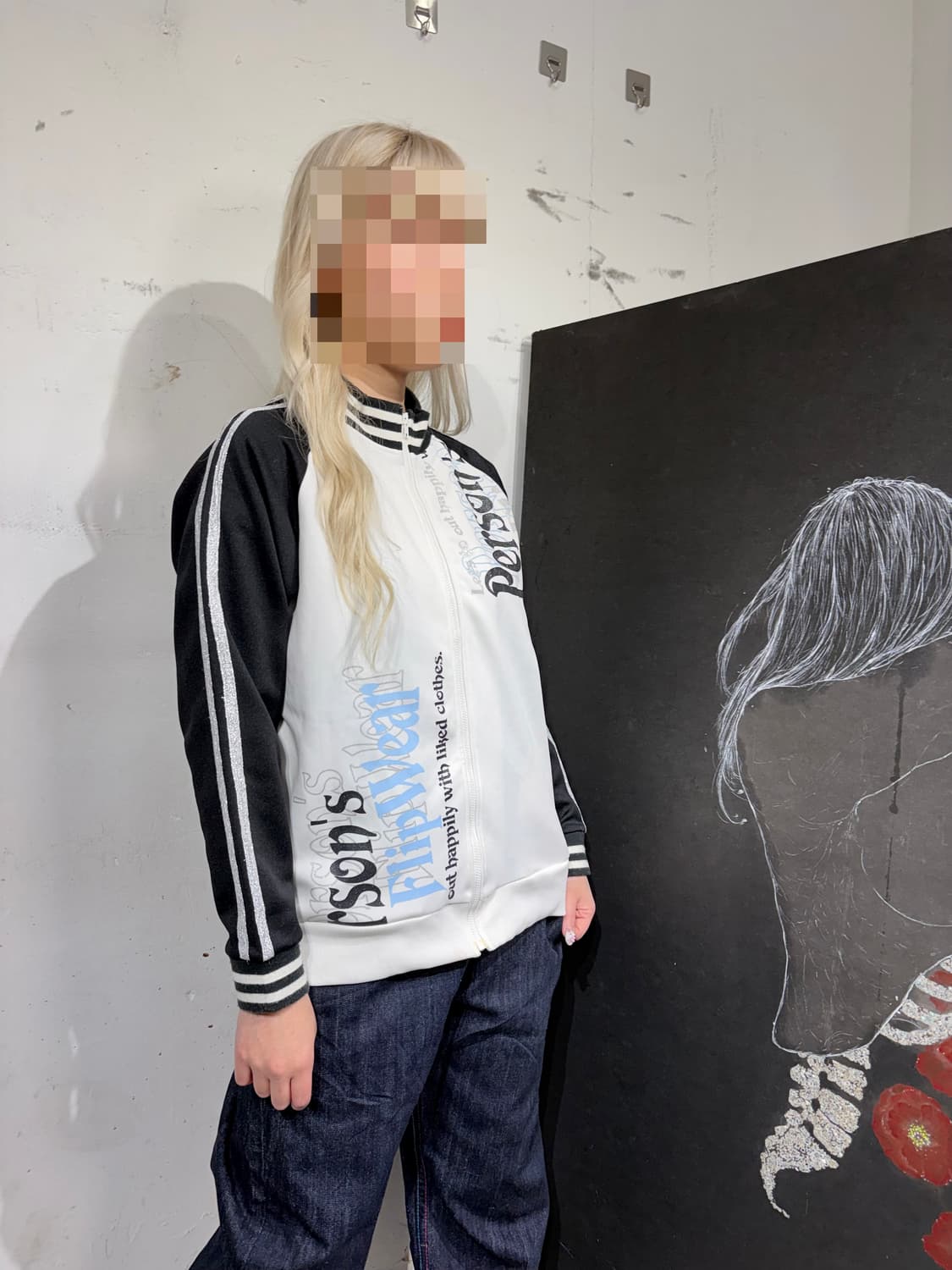 JPN 일본 빈티지 화이트 소라 펑크 그런지 프린팅 져지 트랙탑 OS 상품이미지2