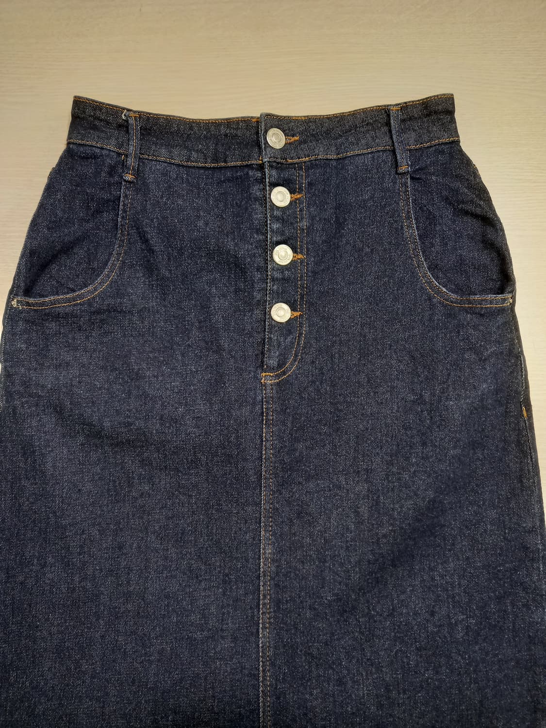 26 ZARA 스판 데님 롱스커트 진청 26-606 상품이미지3