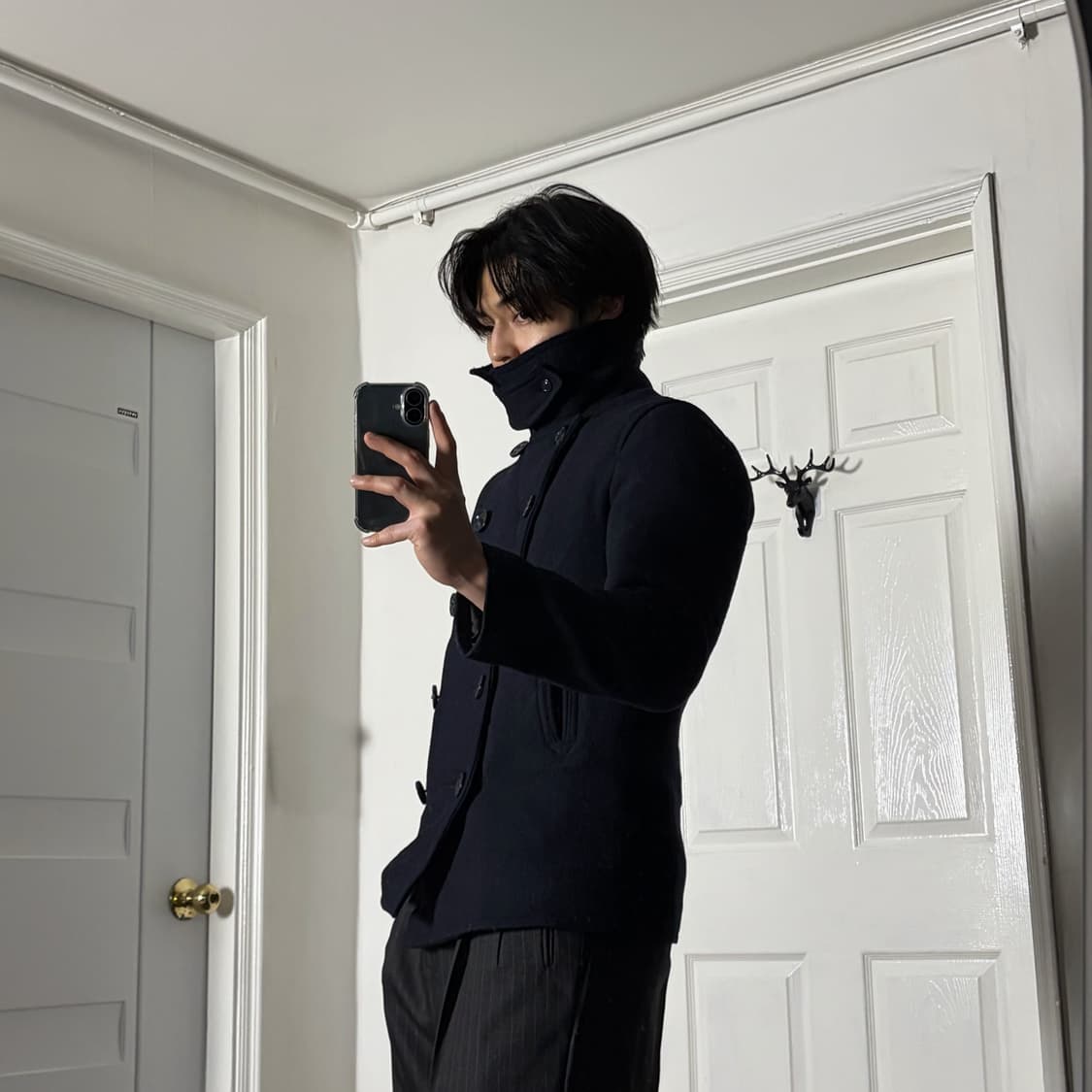 Havard 하이넥 피코트 네이비 상품이미지3