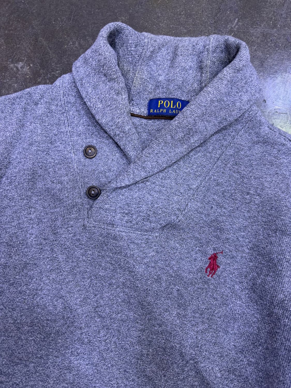 폴로 랄프로렌 클래식 숄카라 니트 스웨터 그레이 가디건 S 상품이미지3