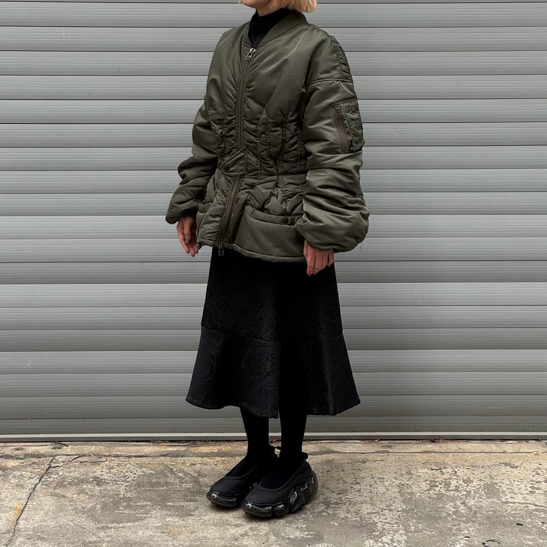 Nylon Corseted Khaki  Bomber Jacket 상품이미지9