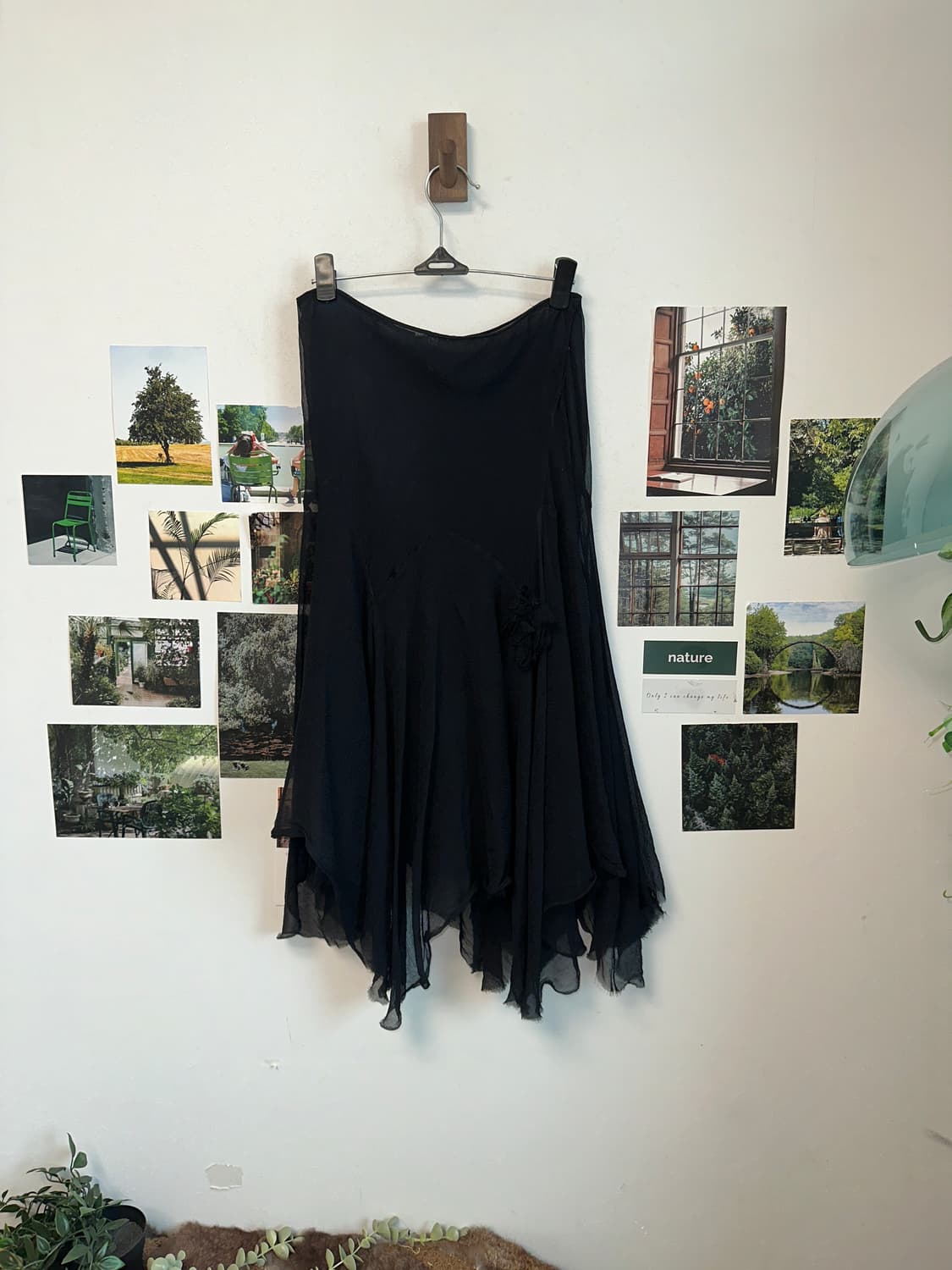Black unbalanced silk skirt 상품이미지2