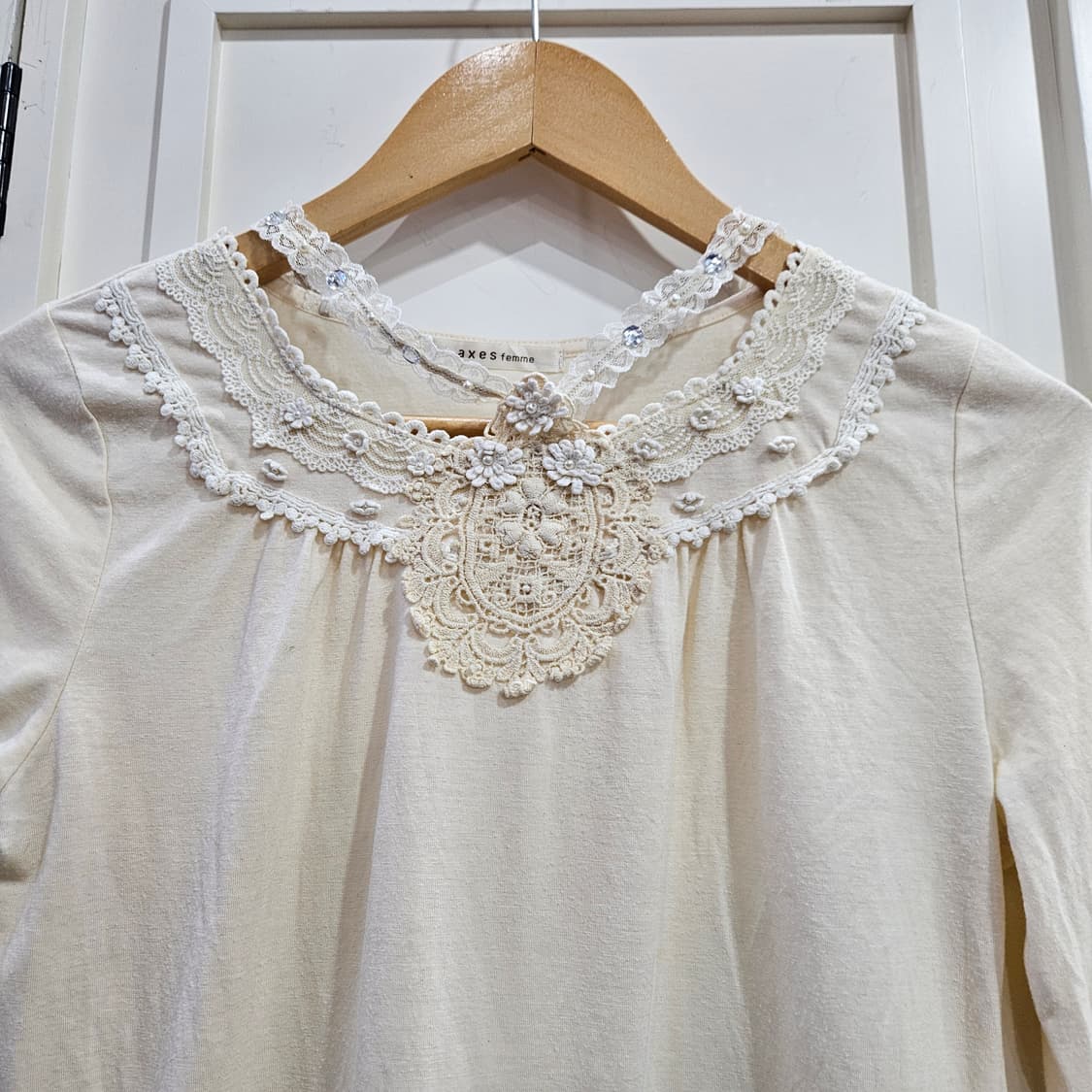 axes femme 레이스 블라우스 아이보리 상품이미지2