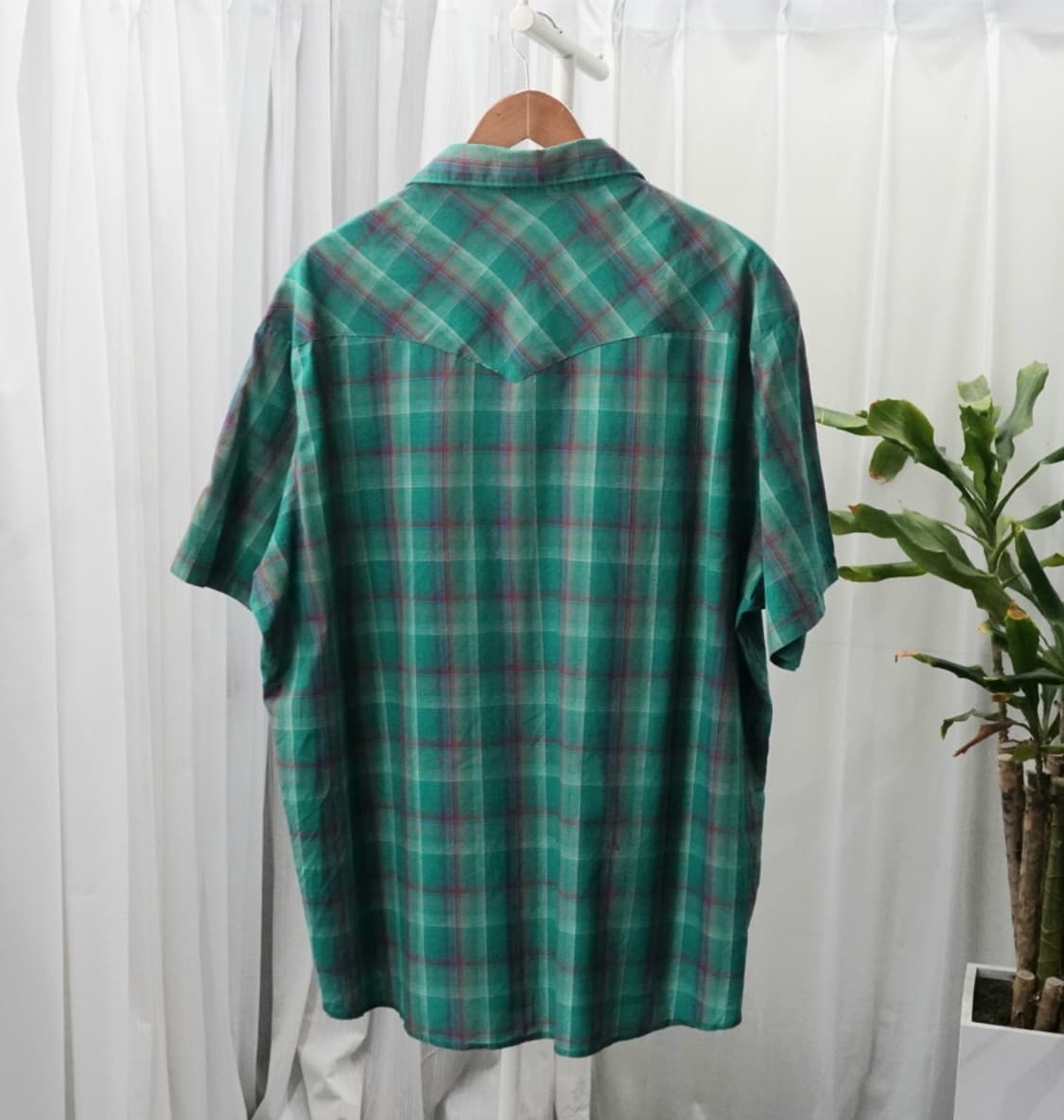 랭글러 웨스턴 체크 반팔 셔츠 오버핏 1909 상품이미지3