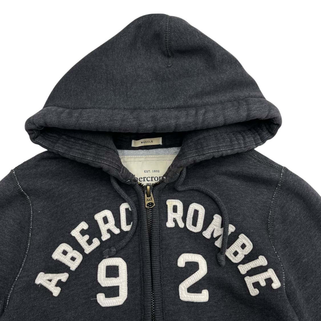 아베크롬비 센터로고 차콜 후드집업 L 상품이미지4