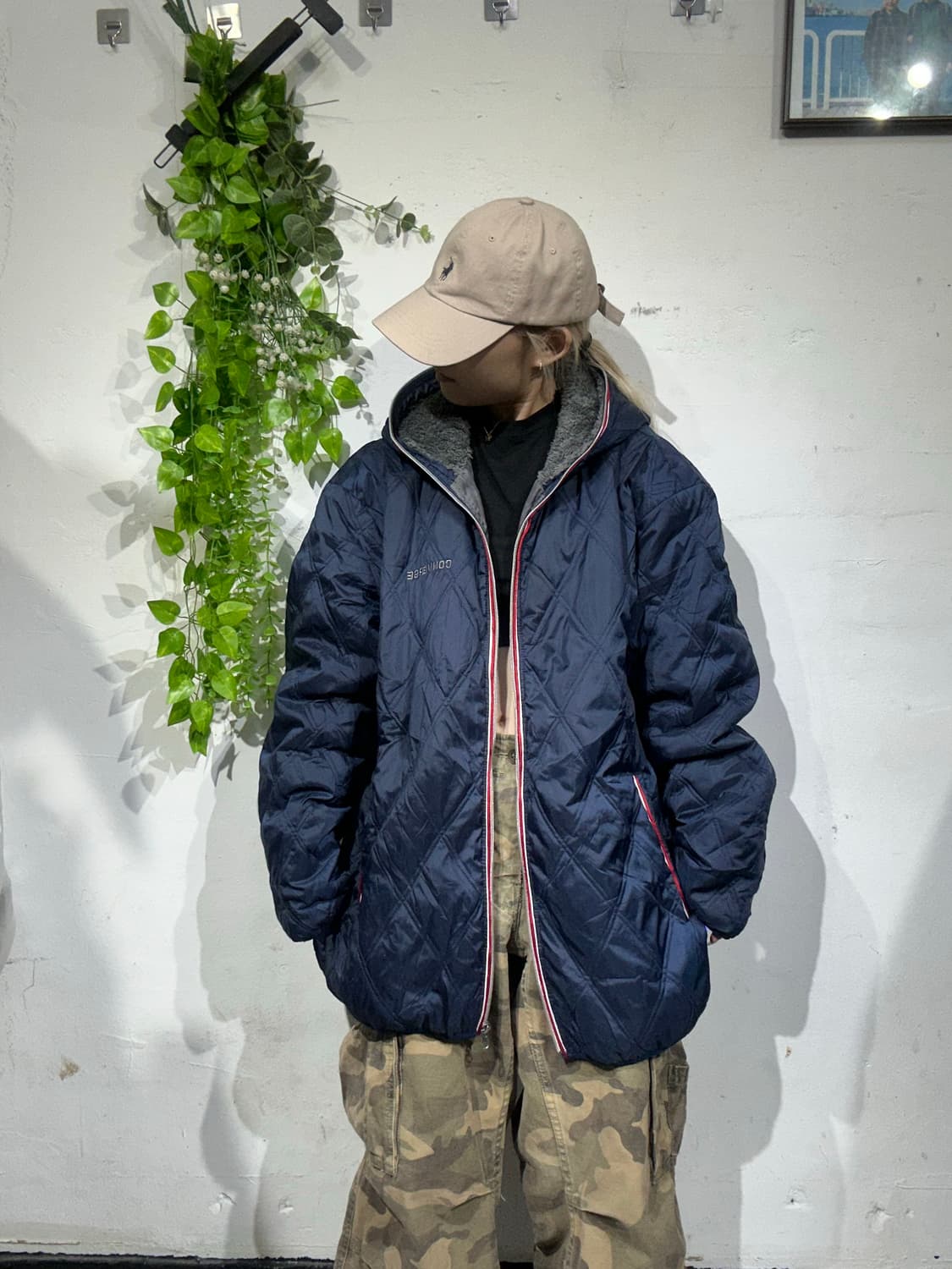 컨버스 네이비 경량 패딩 L 상품이미지2