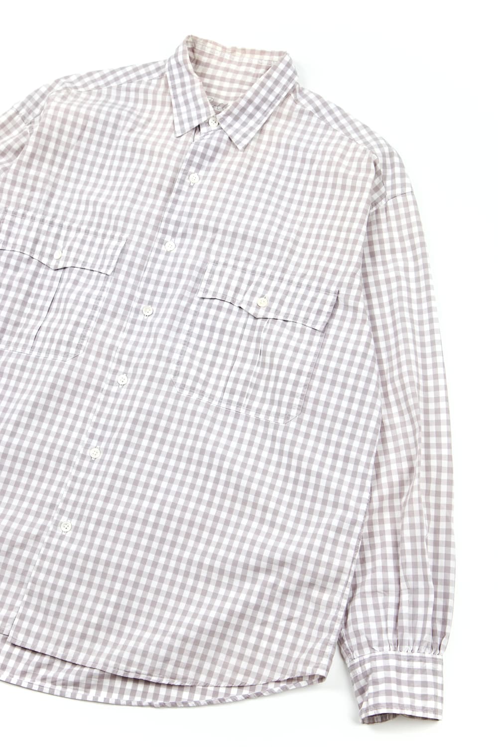 Porter classic 롤업 깅엄 체크셔츠 그레이 상품이미지3