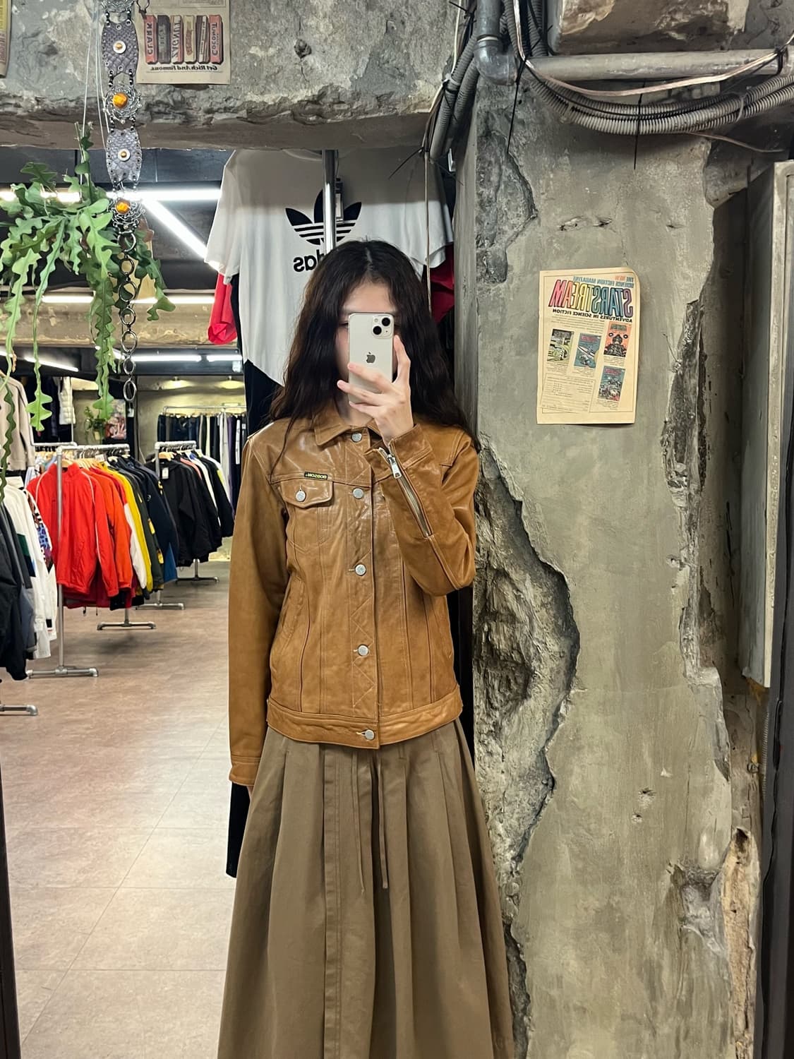 밥슨 카라 버튼 레더 자켓 카멜 S #csz1966 상품이미지2