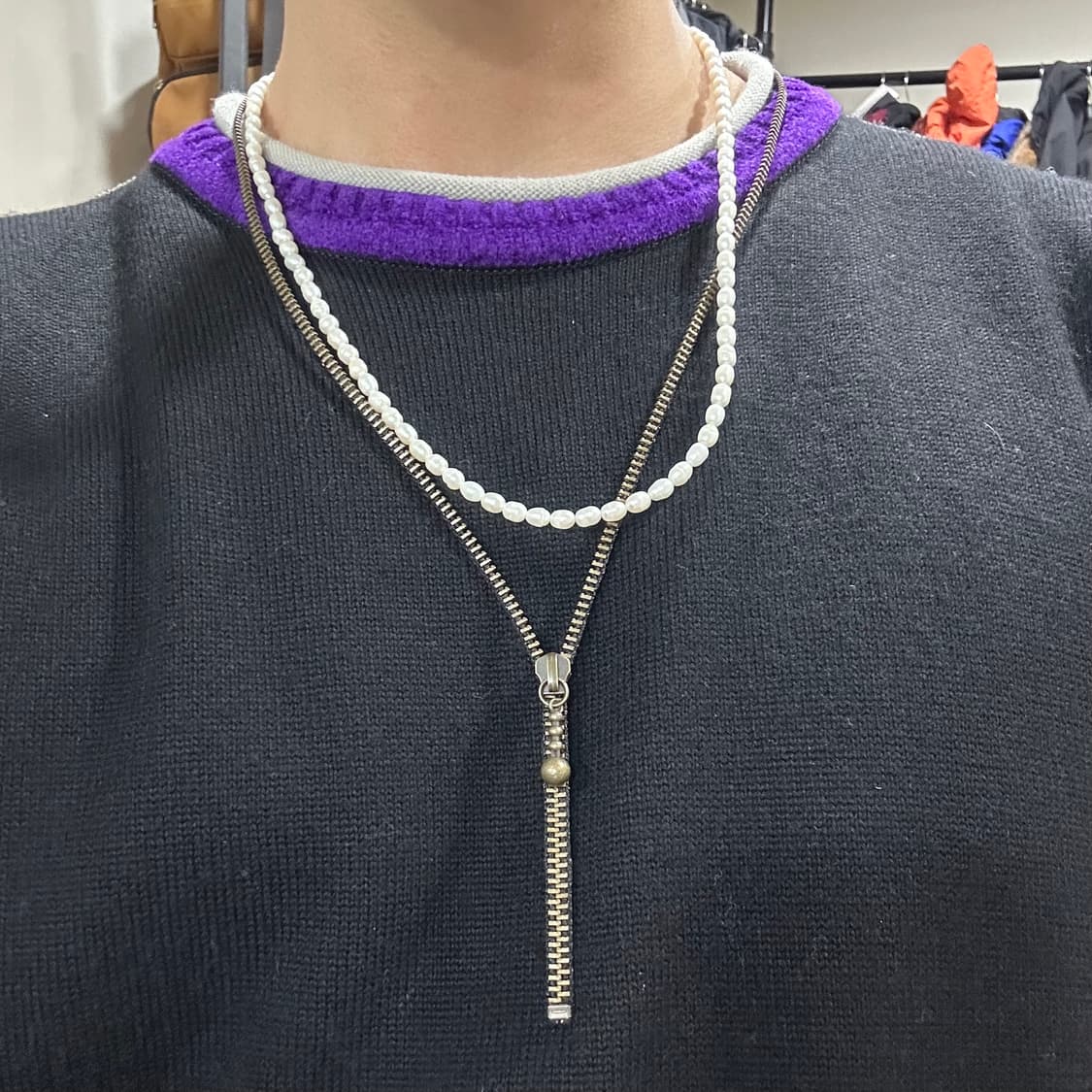[self-made] 빈티지 지퍼 리싸이클링 목걸이 상품이미지3