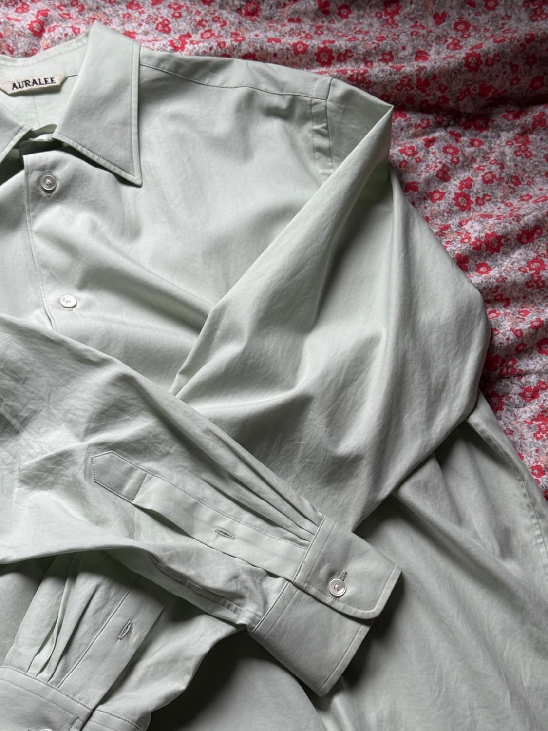 [4]오라리 셔츠 washed finx twill shirt 라이트올리브 상품이미지3