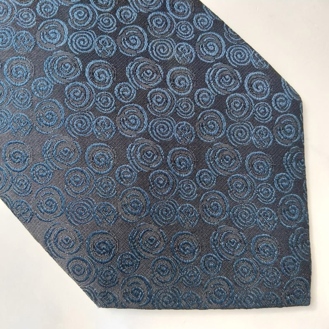 까르뱅 실크 네이비 소용돌이 자카드 넥타이 9.4cm A+등급 K2106 상품이미지7