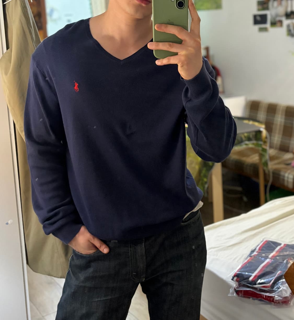 L) 폴로 랄프로렌 브이넥 니트 네이비 상품이미지7