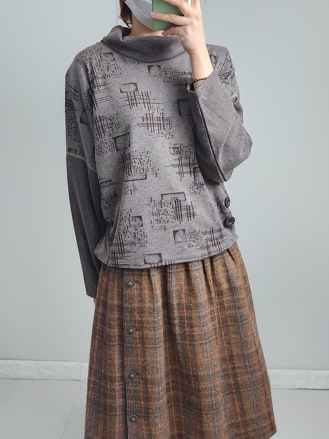 패턴 단추 탑 상품이미지3