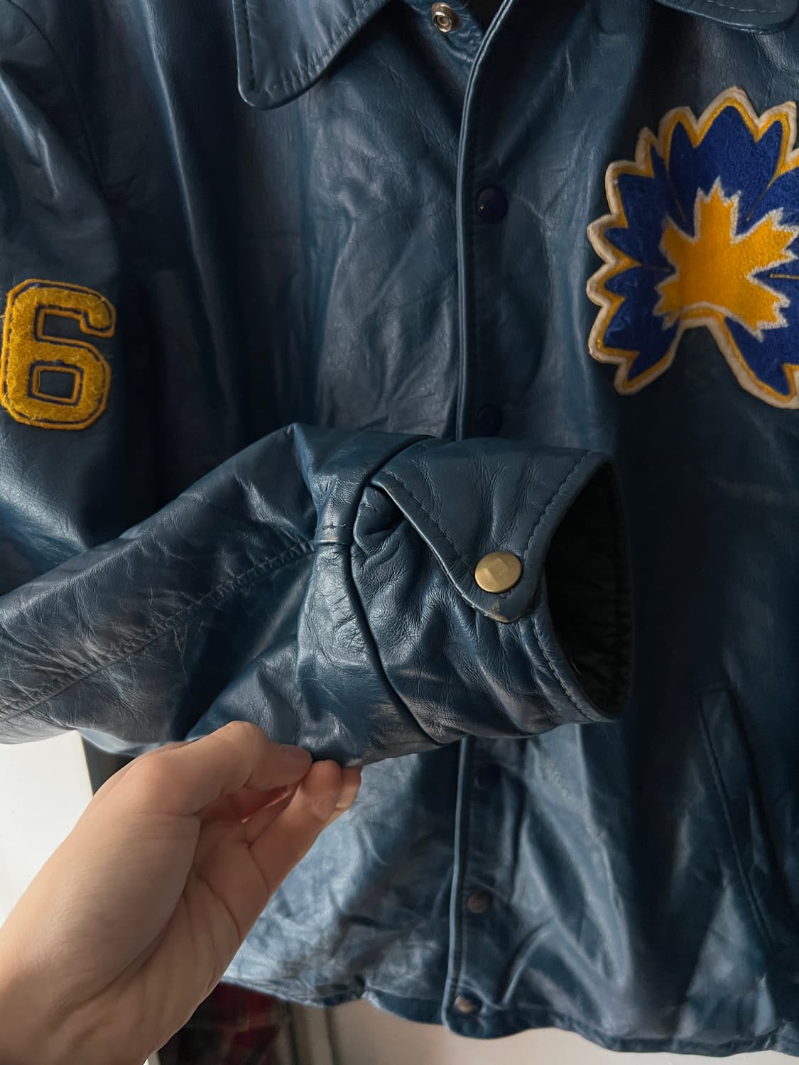 [L]80s USA 빈티지 WINDSOR 유니버시티 비건레더 바시티 자켓 상품이미지7