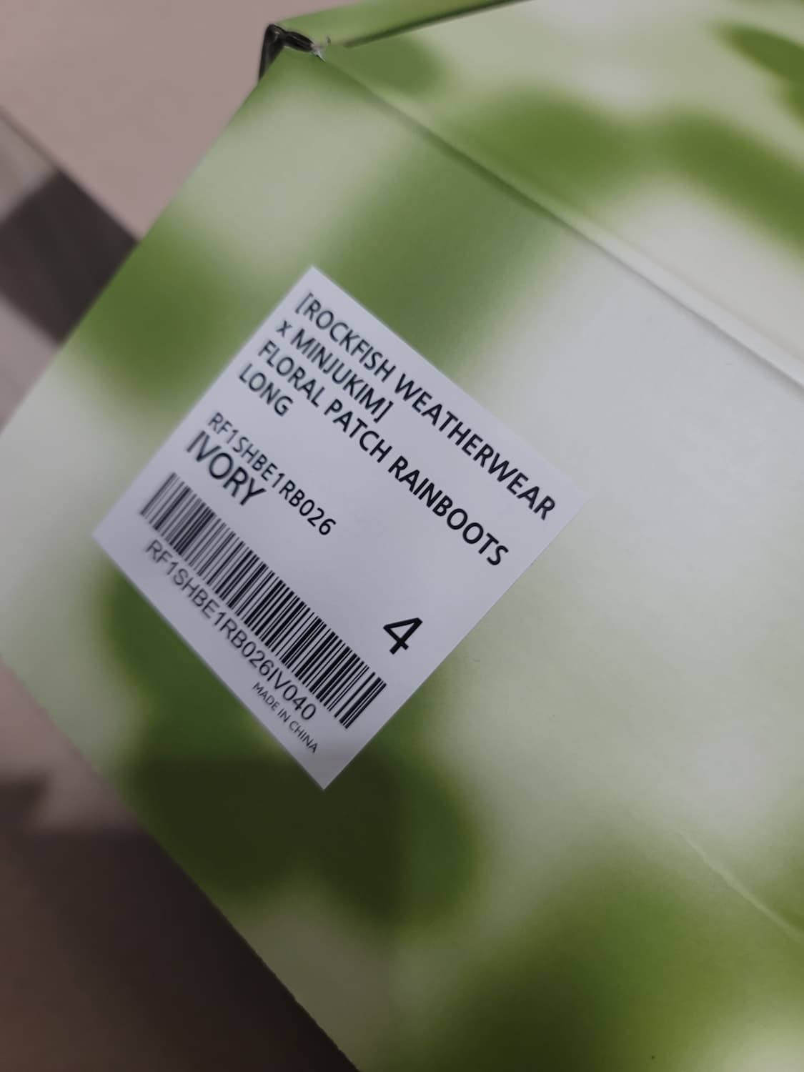락피쉬 웨더웨어와 MINJUKIM 콜라보 플로럴 패치 레인부츠 롱 아이보 상품이미지5