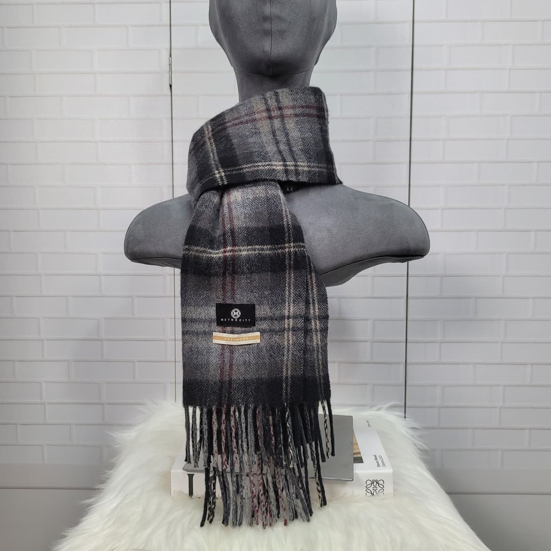 메트로시티 울 캐시미어 체크 머플러 목도리 남여공용 새상품급 상품이미지2