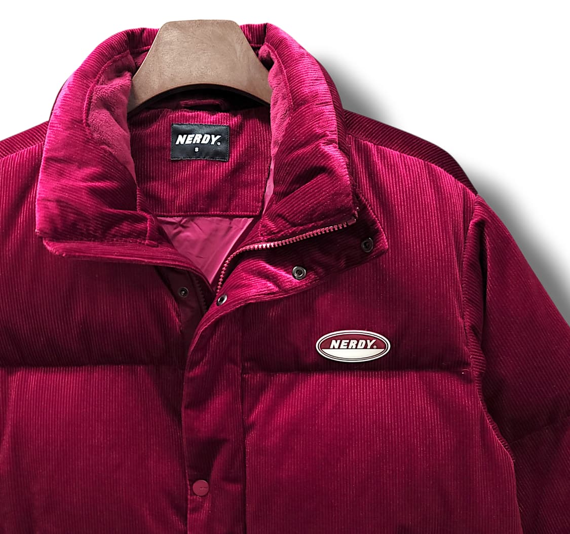 [S] 널디 버건디 코듀로이 벨벳 다운 패딩 상품이미지4