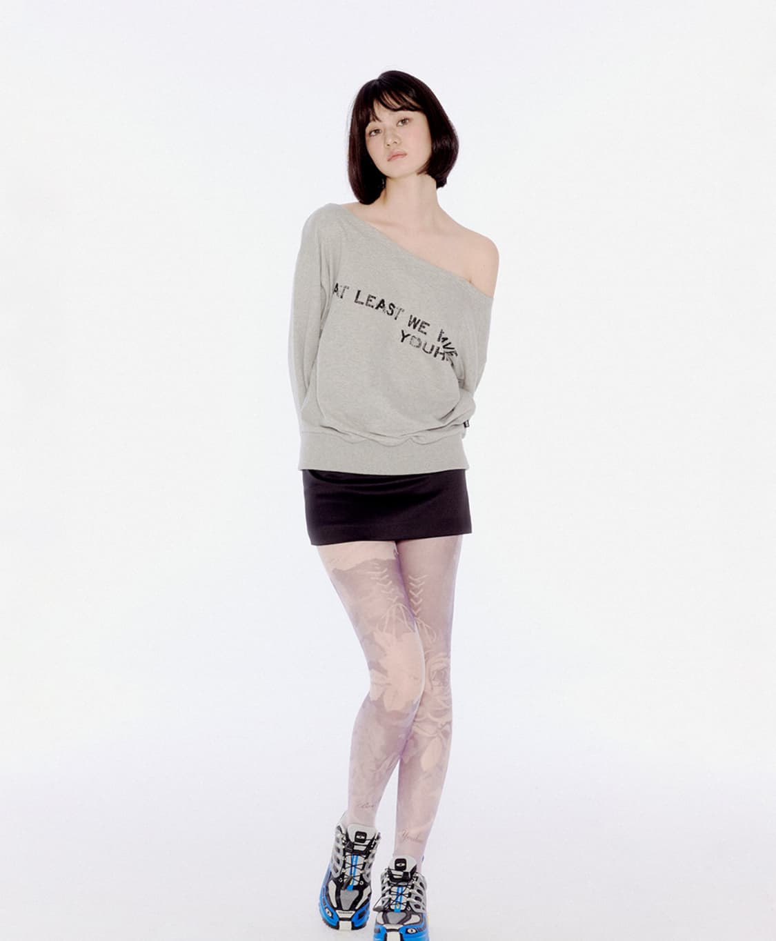 유희 OFF SHOULDER SWEATSHIRTS MELANGE GREY 상품이미지2