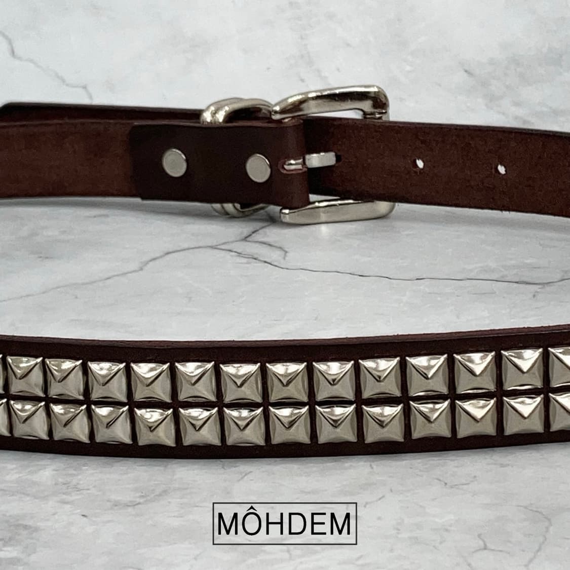 [Unisex] 락시크 스터드 웨스턴 가죽 벨트 브라운 상품이미지6