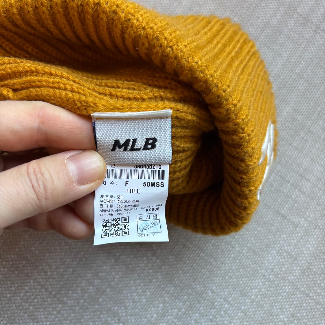 뉴에라 MLB 뉴욕 양키스 머스타드 컬러 숏비니 아크릴100 남여공용 상품이미지5