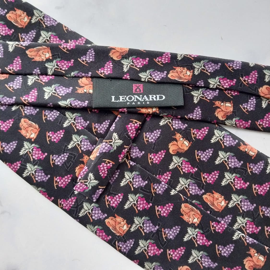 레오나드 실크 포도 다람쥐 모티브 넥타이 9.5cm A+등급 K2092 상품이미지6