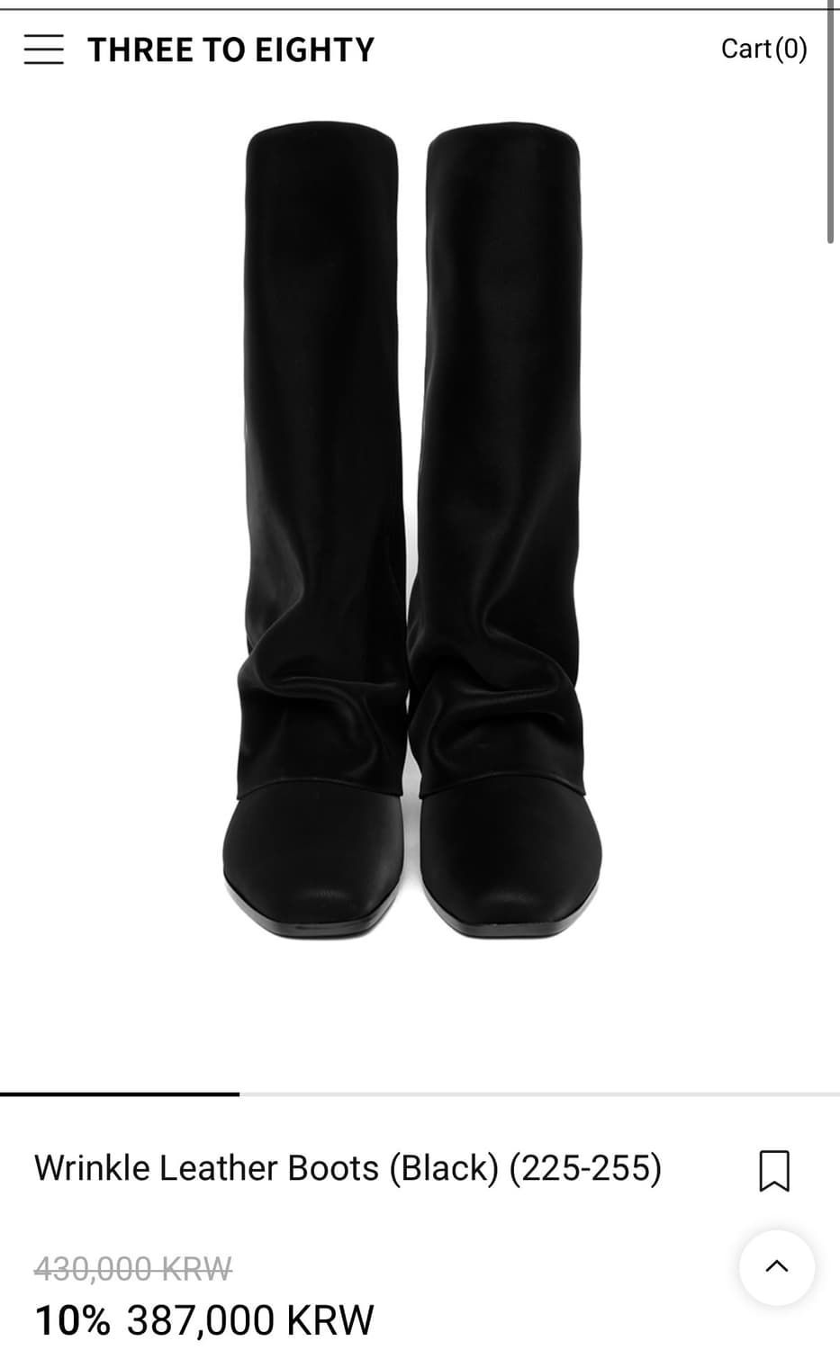 threetoeighty_wrinkle leather boots(Bk) 상품이미지1