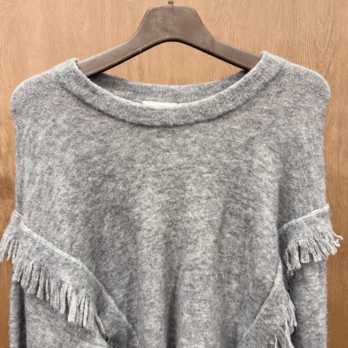3.1 필립림 니트 크롭 스웨터 프린지 디테일 루즈핏 그레이 상품이미지4