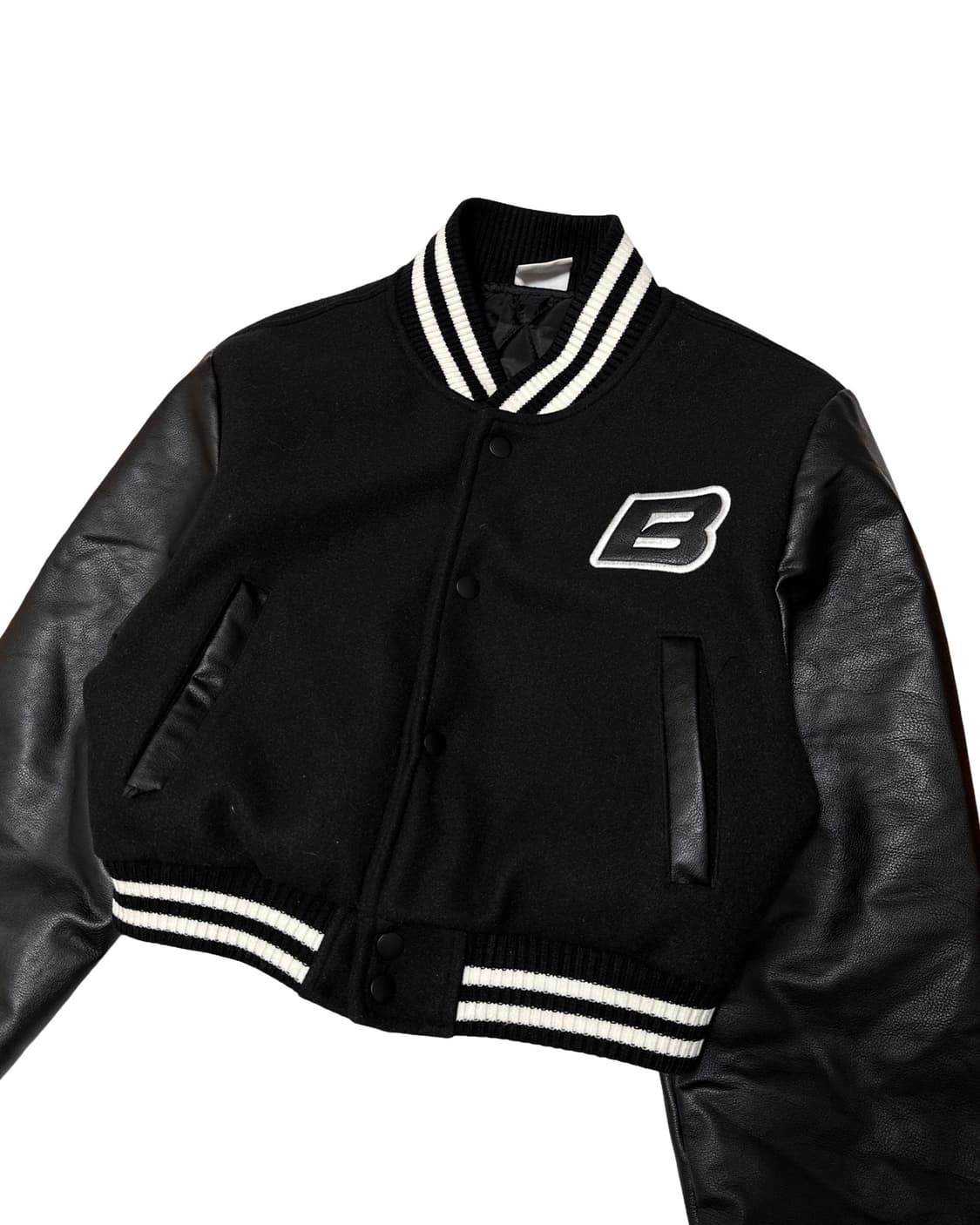 본투윈 블랙 크롭 바시티 자켓 상품이미지2