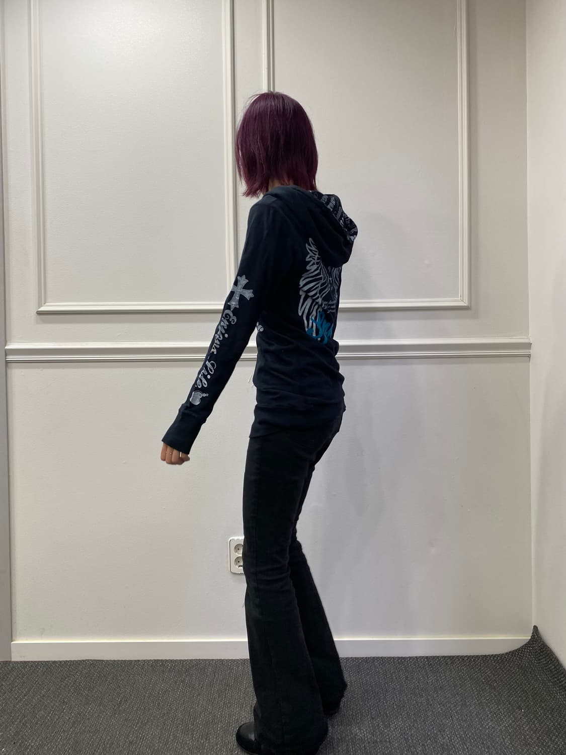 [ROA] Wings&Cross Print Hoodie Sleeve 상품이미지3