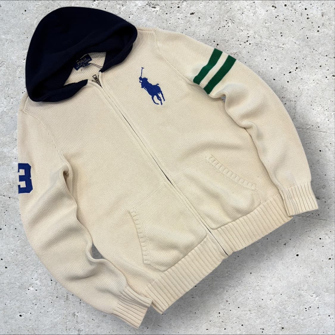 [XL] 폴로 랄프로렌 아이보리 후드 니트 집업 B538 상품이미지1