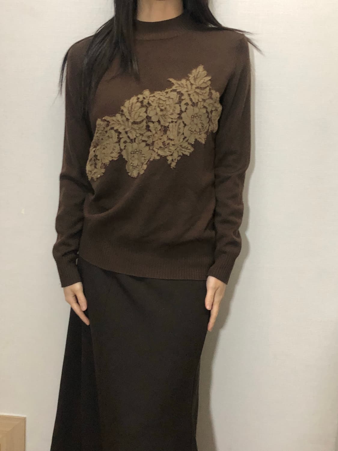 빈티지 브라운 플라워 니트 상품이미지2