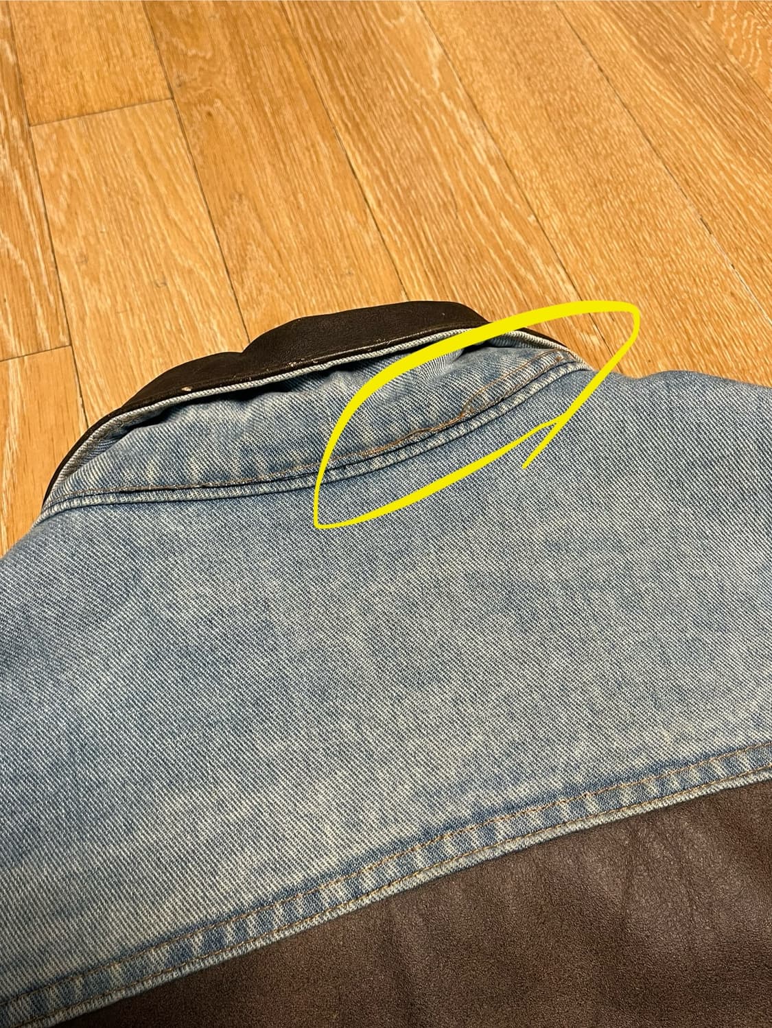 빈티지 레더 패치 데님자켓 상품이미지5