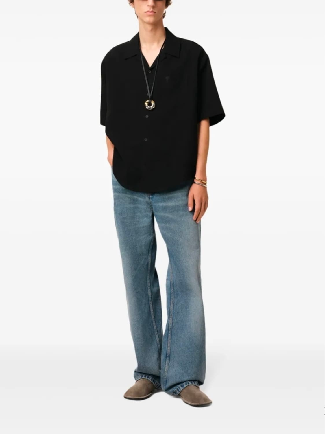 24SS 아미 스몰로고 오버사이즈 반팔 셔츠 S 블랙 상품이미지1