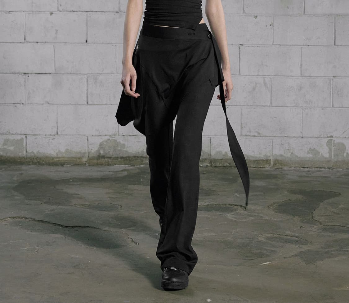 보헴서 FLARE LAYERED SKIRT PANTS (BLACK) 상품이미지1