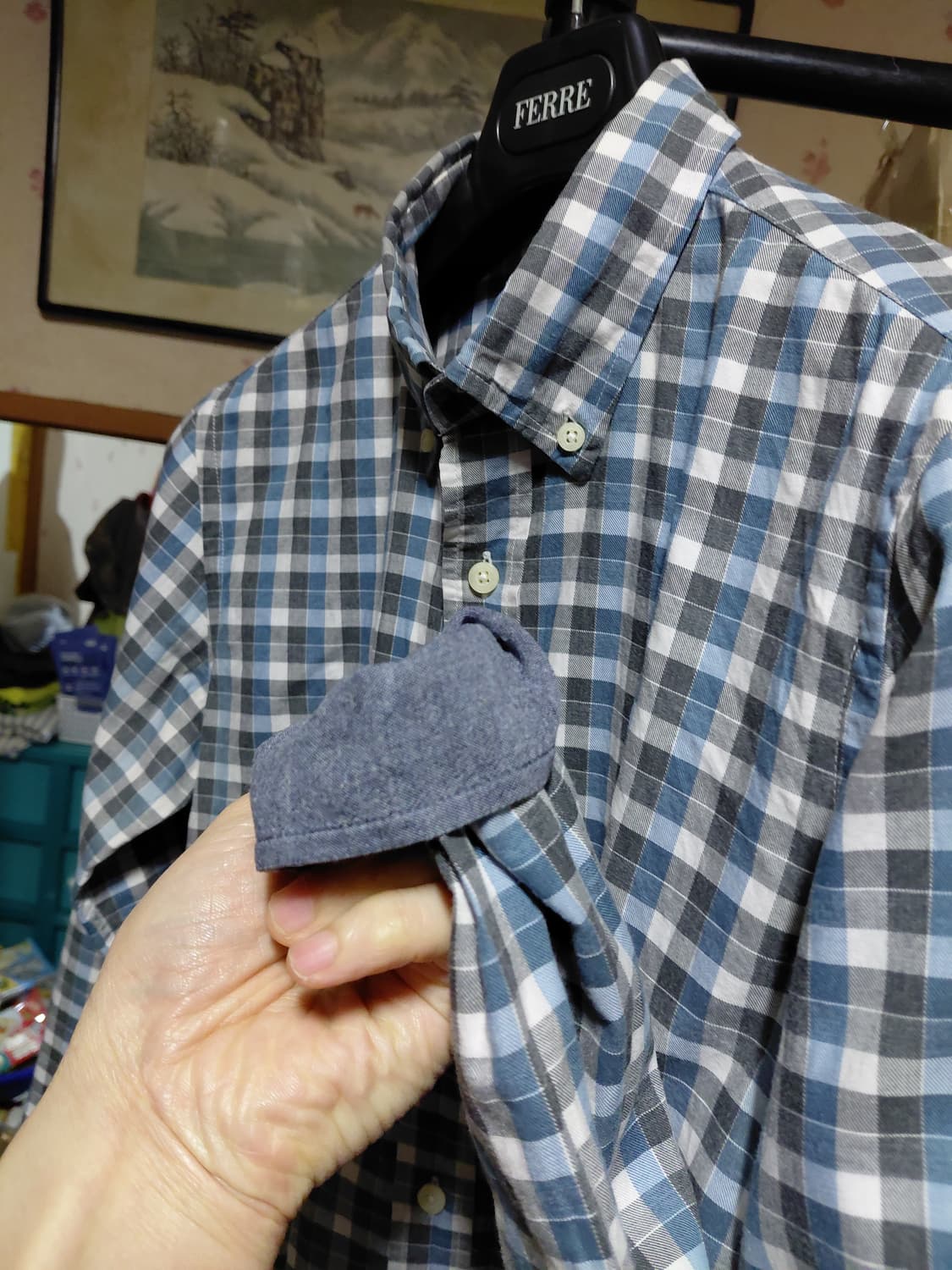 [헨리코튼]코튼 체크 셔츠 95사이즈  상품이미지10