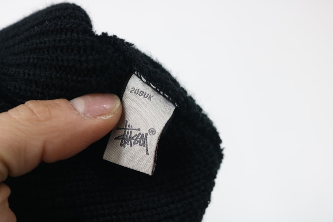 스투시 00s 빈티지 로고 핀 버튼 블랙 니트 챙 비니 상품이미지6