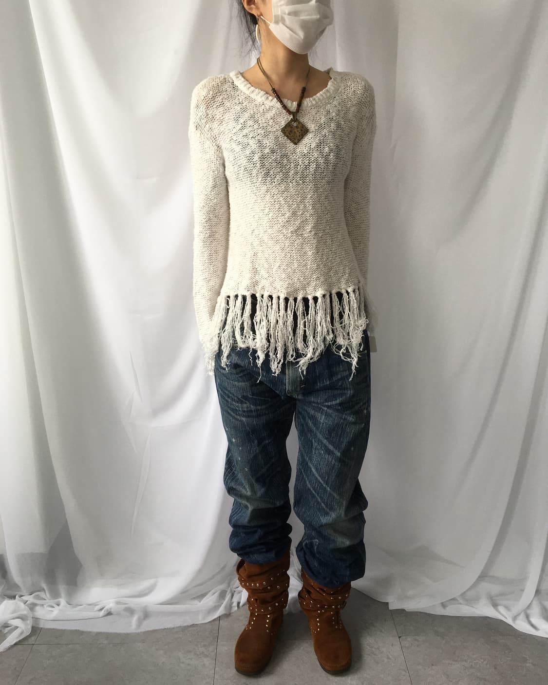Fringe point net knit 상품이미지6