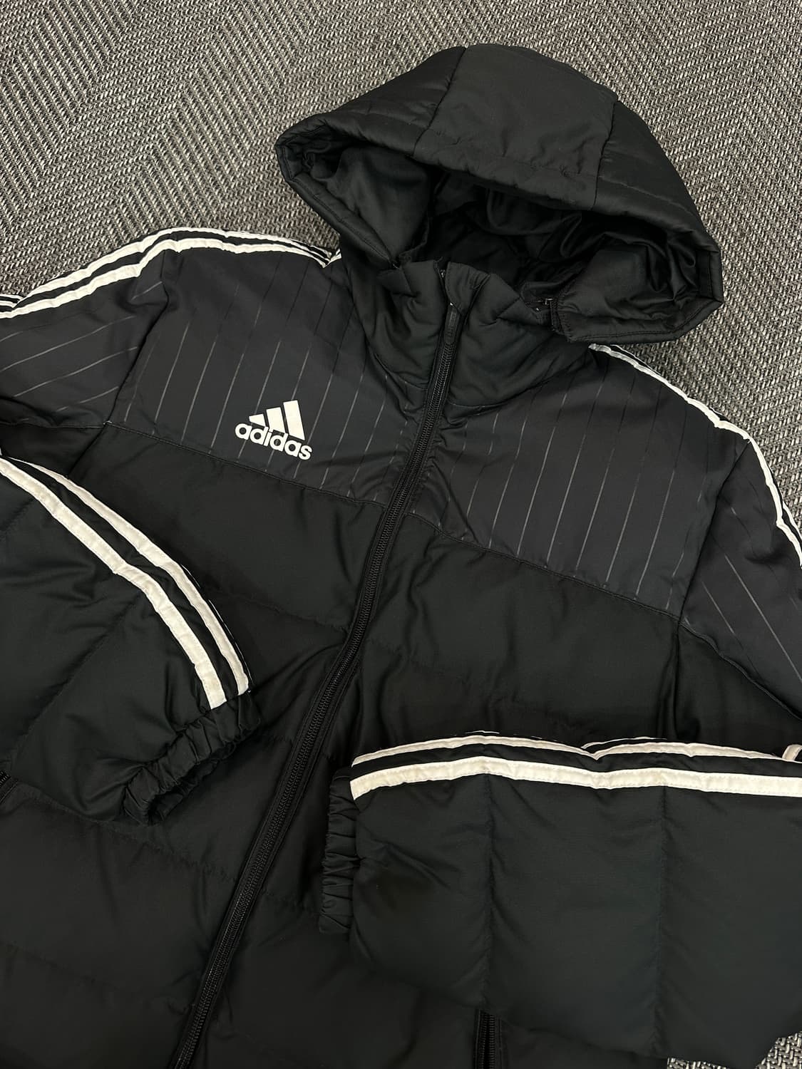 아디다스 삼선 롱패딩 블랙 상품이미지2