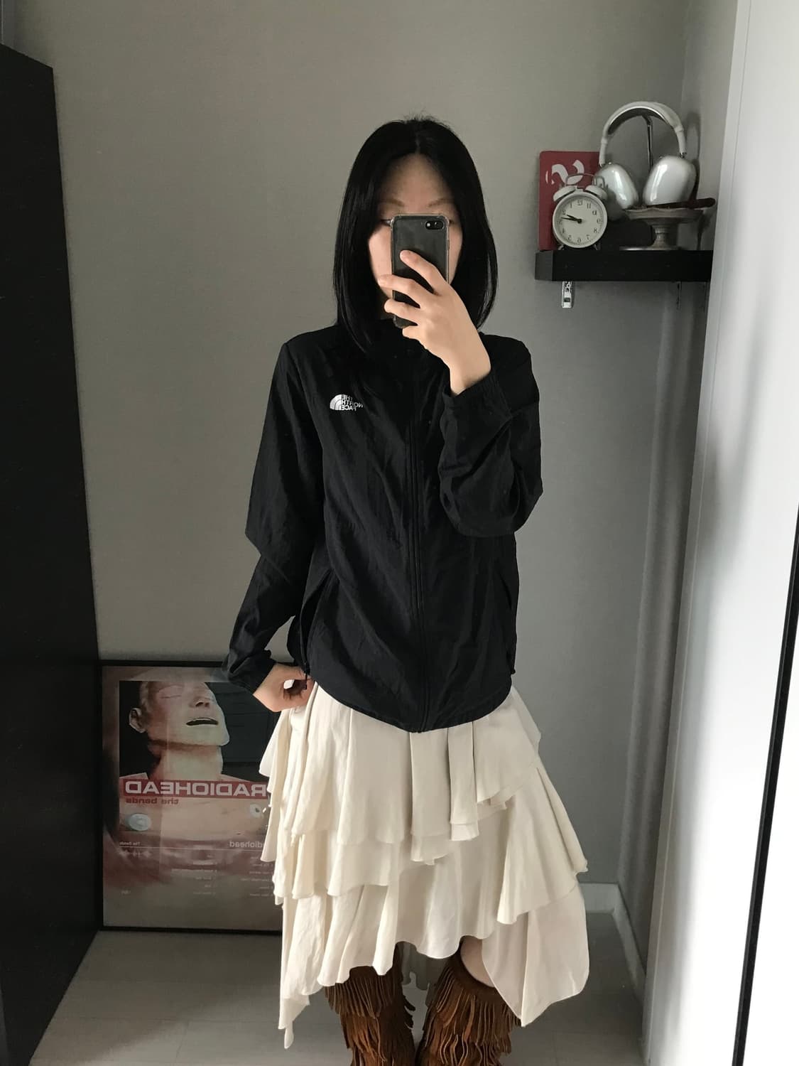 노스페이스 로고 나일론 바람막이 자켓 블랙 . price : 48,000 상품이미지1