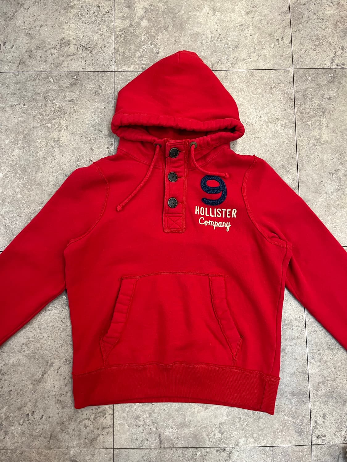 홀리스터 버튼 기모 후드티 레드 L #csz3024 상품이미지5