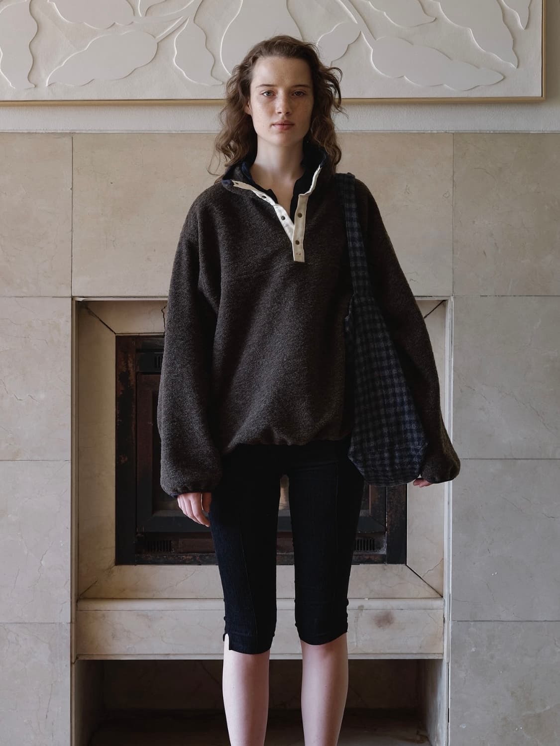 비아플레인 VIA LAURIE CHECK WOOL TOTE BAG 상품이미지1