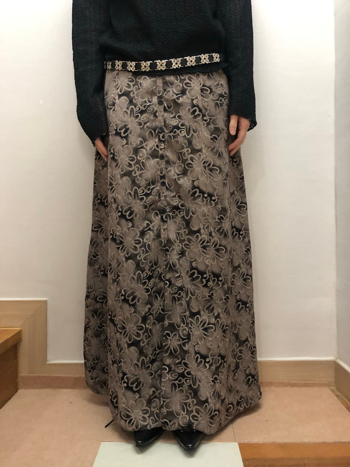빈티지 브라운 오리엔탈 롱 스커트 상품이미지1