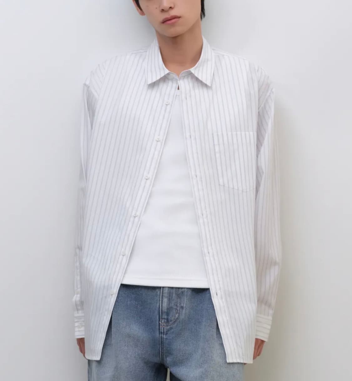 [M] 무신사스탠다드 릴렉스드 스트라이프 포플린 셔츠 상품이미지1